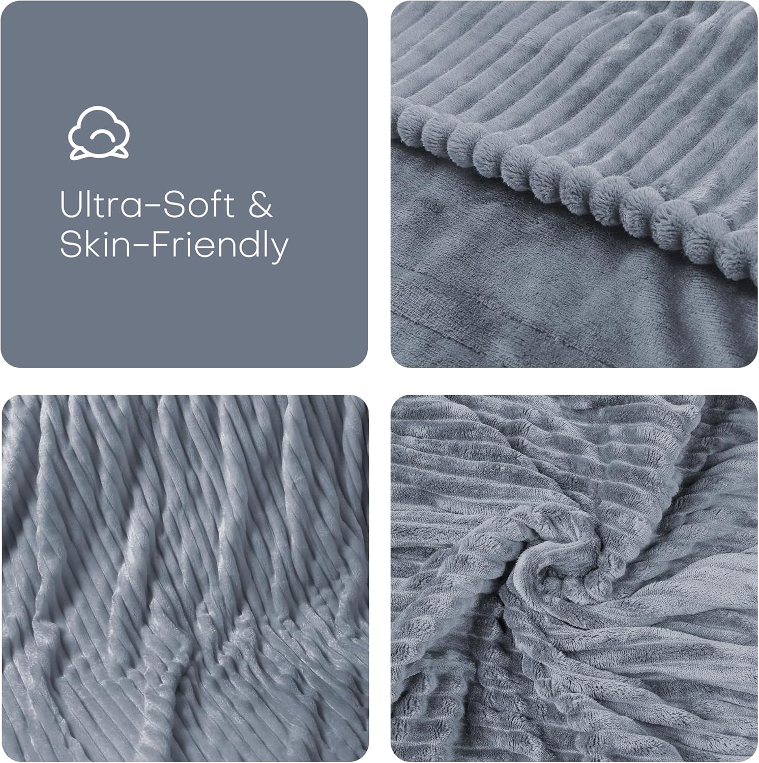 Electric Heated Blanket Twin Size 62"x84" with Cozy Flannel, 6 Heat Settings & 10 Hours Auto Off, Soft & Cozy Warming Throw for Home, Office, or Bed, Machine Washable, Grey - Image 4