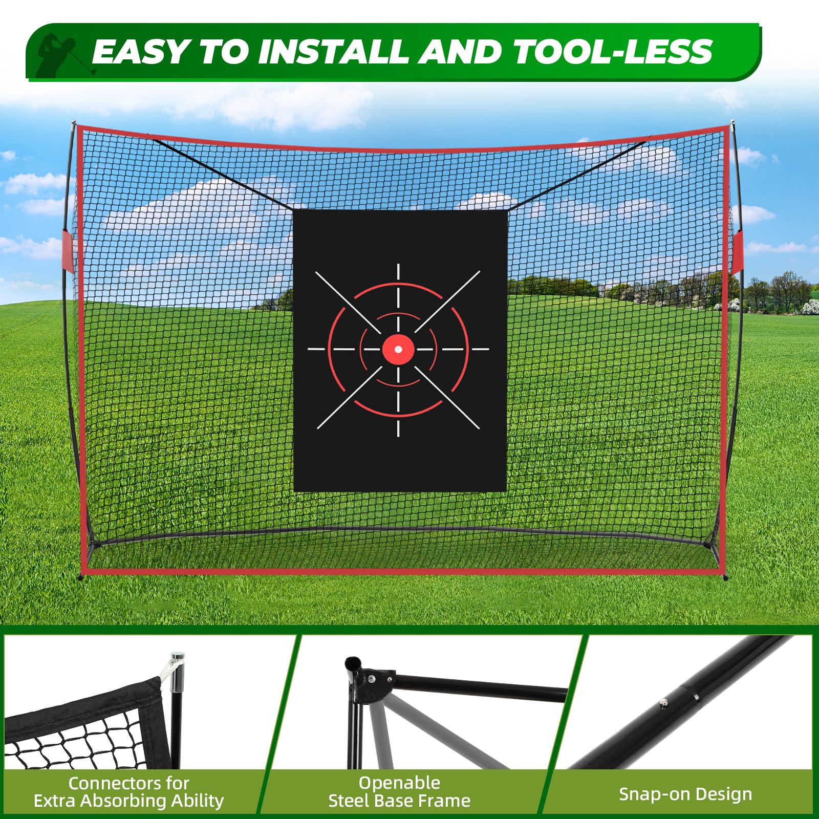 FAHKNS Golf Net, 10 x 7FT Heavy Duty Golf Practice Net with Chipping Practice Net, Golf Practice Net, Training Net for Backyard Driving Chipping Indoor Outdoor Training