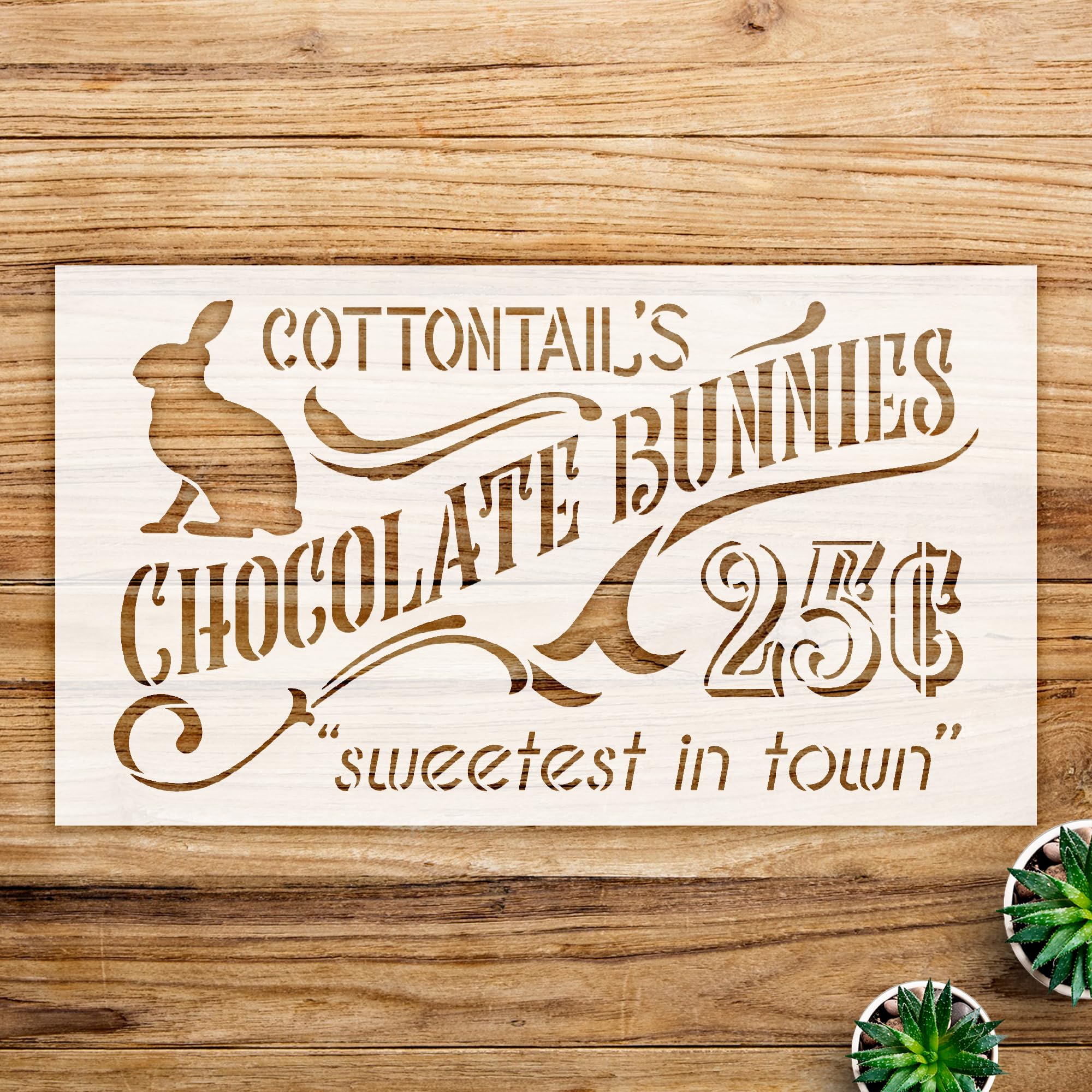 Chocolate Bunnies Stencil Pattern for Spring and Easter Crafts, Reusable Mylar Template, Ideal for Home Decor and Festive Projects - Size A4 (11.0