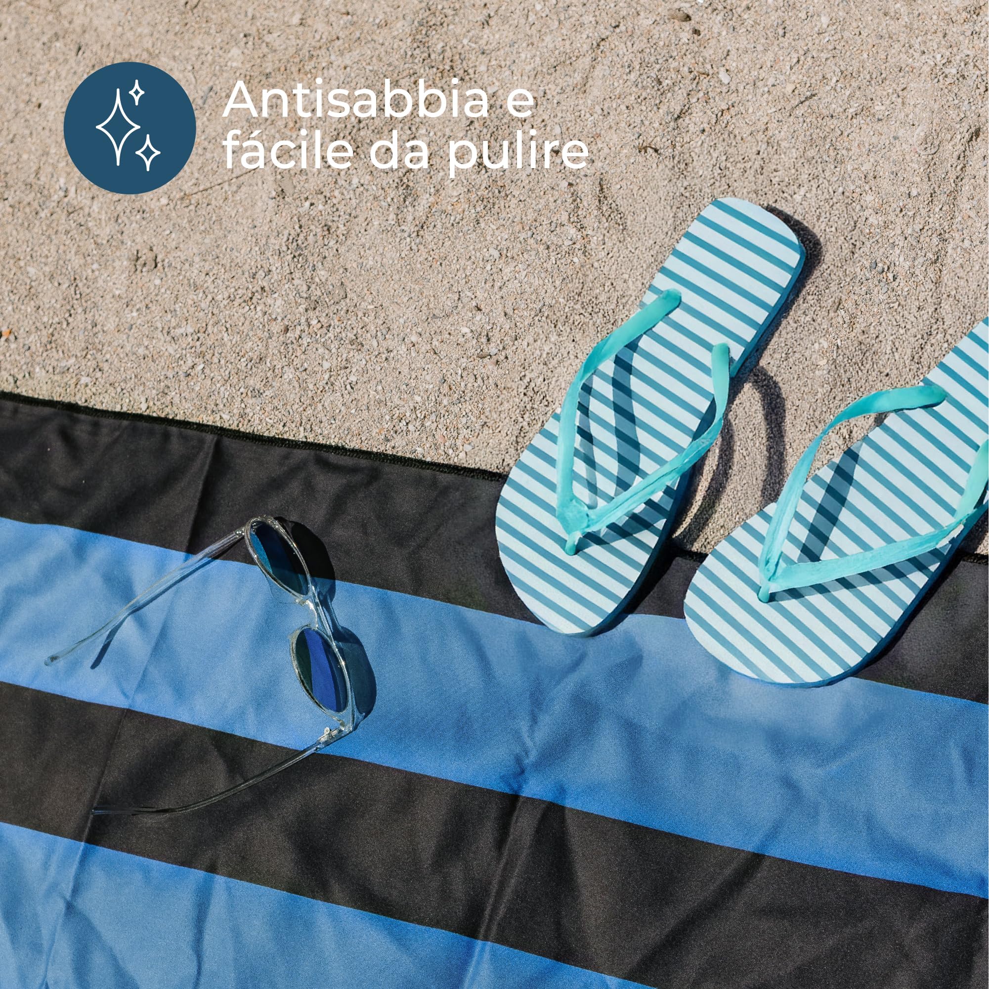 Zenacross - Telo Mare Microfibra - Asciugatura Rapida e Anti-Sabbia - Légère, fine et séchant rapidement - Asciugamano Grande Telo Mare XXL 90x180 cm - Nero e blu