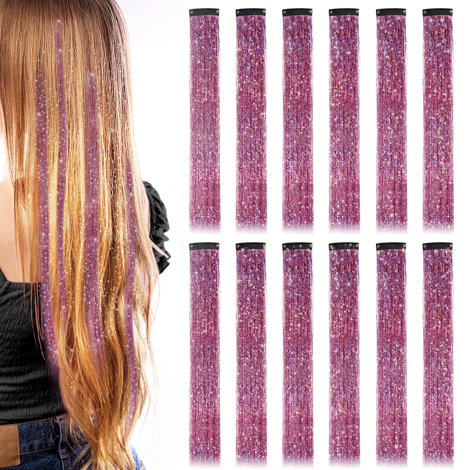 Dalababa 12 Pcs Coloured Hair Extensions