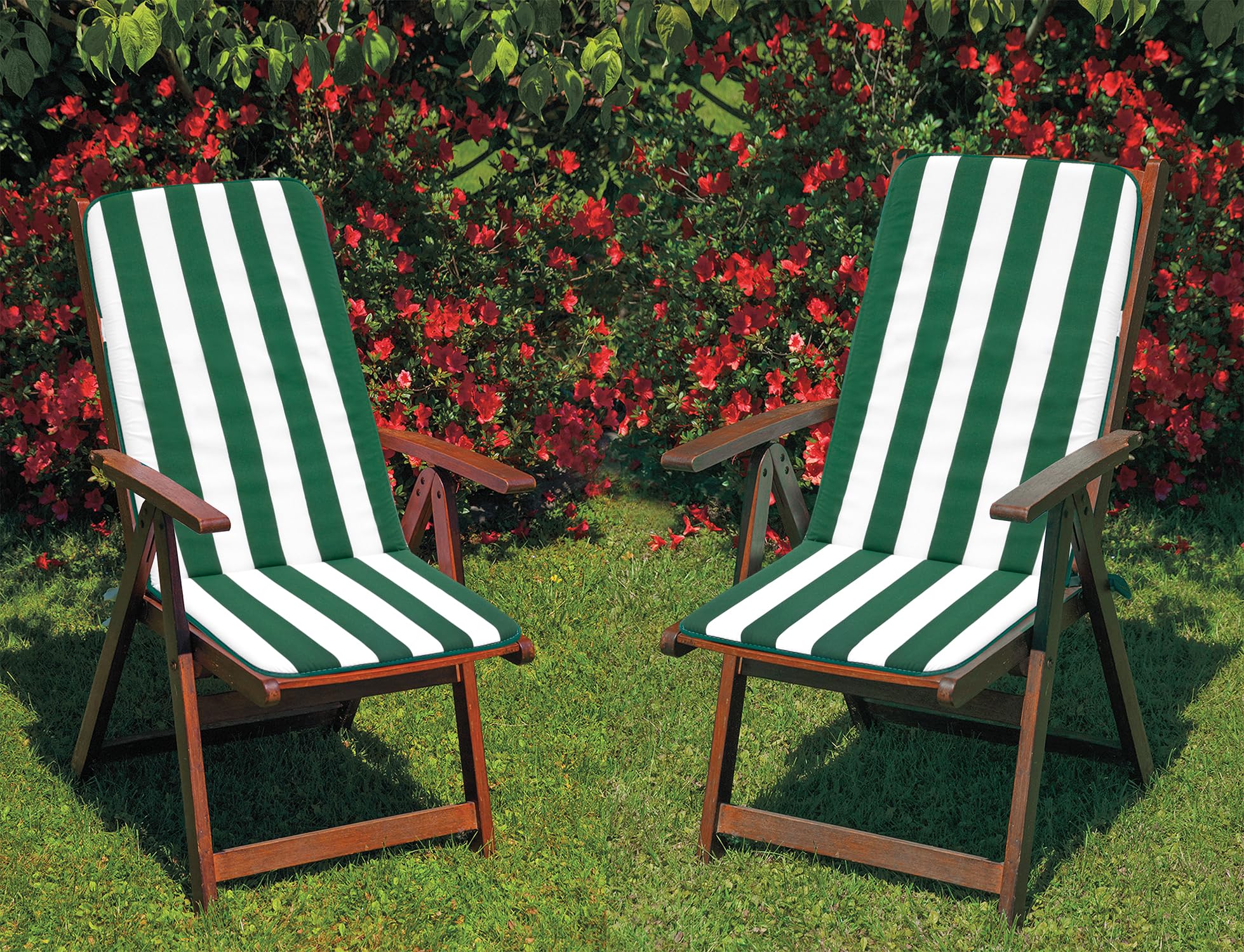 Cuscino copri sedia UNIVERSALE morbido seduta poltrona sdraio tessuto cotone per piscina mare giardino mod.IBIZA FASCIATO VERDE
