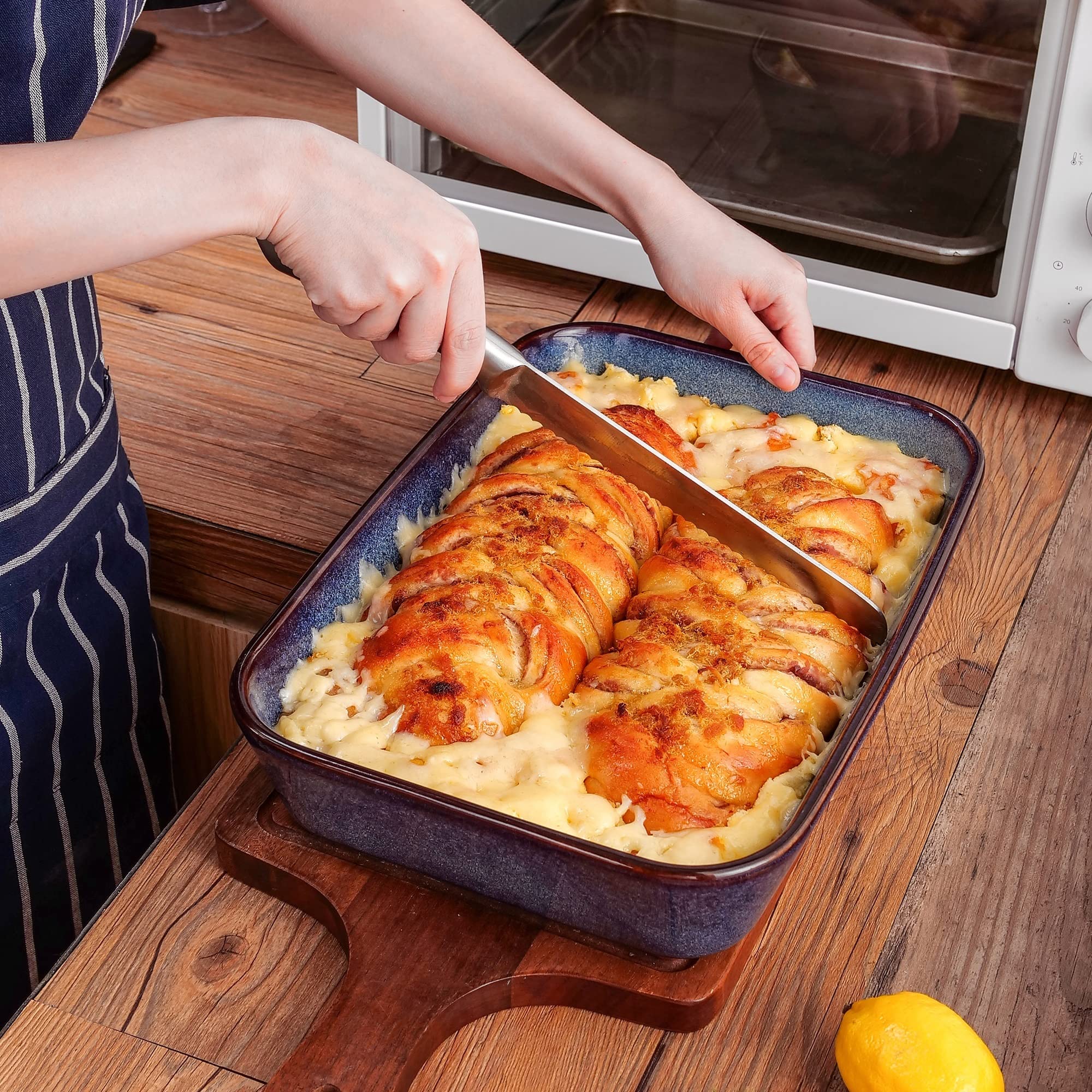 Formy do pieczenia prostokątna taca do pieczenia kolor glazura kamionka piekarnik płyta do pieczenia piekarnik do lasagne/ciasto/zapiekanka/tapas zestaw do pieczenia