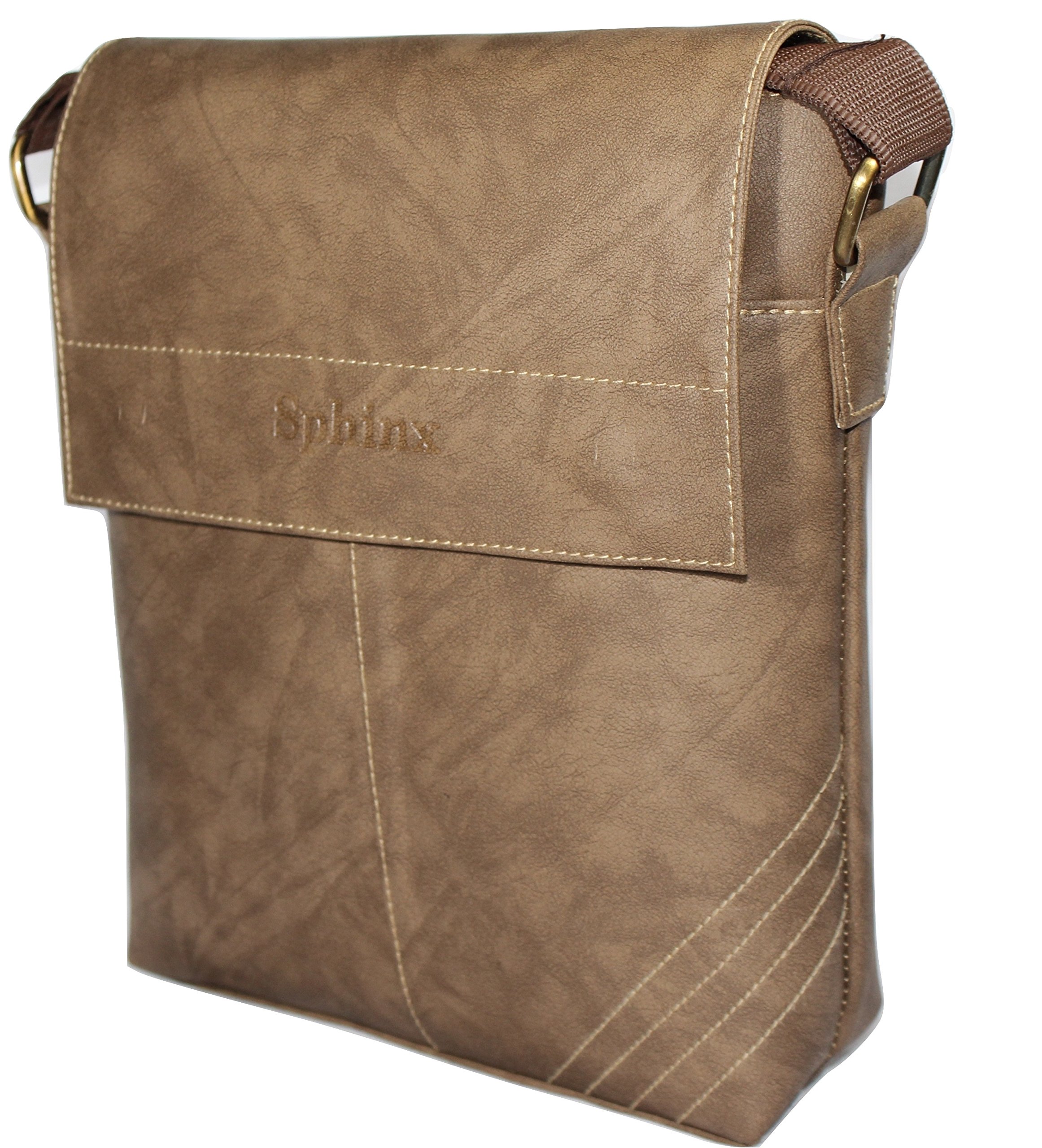 SPHINX Artificial Leather Cross-body Sling Bag for men/boys - Camel Brown (L x B x H: 25 x 22 x 7 cm)