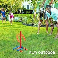 Vista 6 de El juego de herraduras de goma para interiores y exteriores incluye 4 herraduras, 2 clavijas, 2 alfombrillas de goma, 2 tacos de plástico rojo