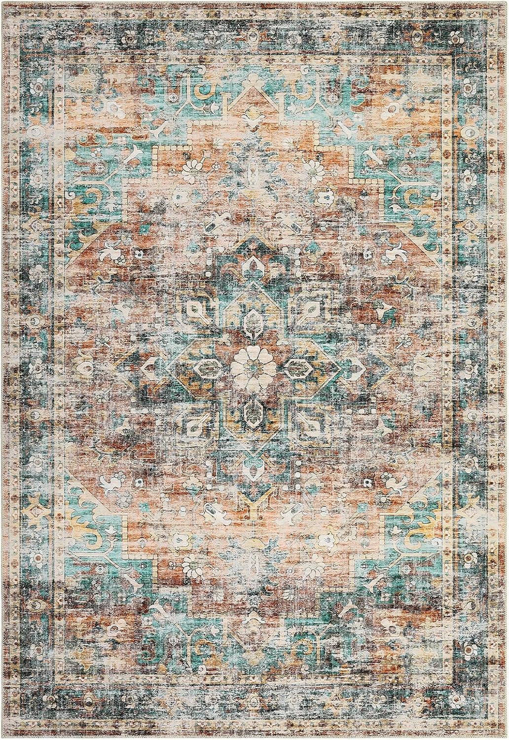 Amazon.com: Zacoo Tribal Area Rug - 9'x12' Green/Brown Washable Soft ...