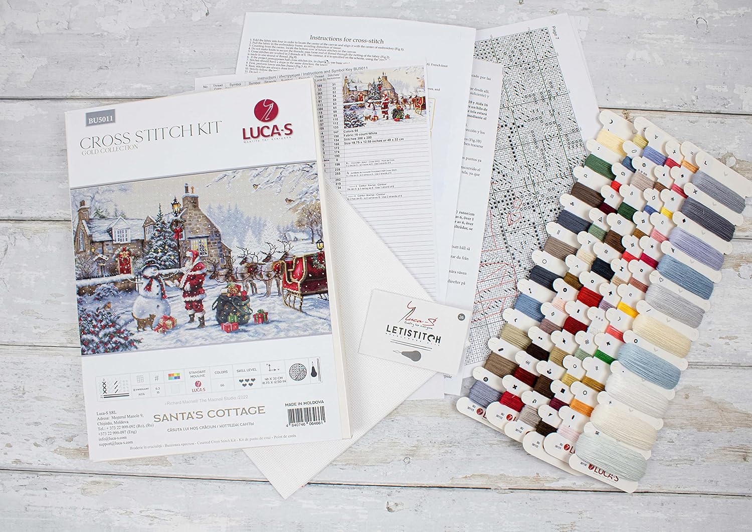 Luca-S Cross Stitch Kit Gold - Santa's Cottage, BU5011