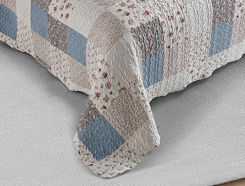 Miniatura 50 de Brilliant Sunshine Juego de edredón de 3 piezas con 2 fundas de almohada, diseño de corazón gris, diseño floral y de encaje, colcha reversible