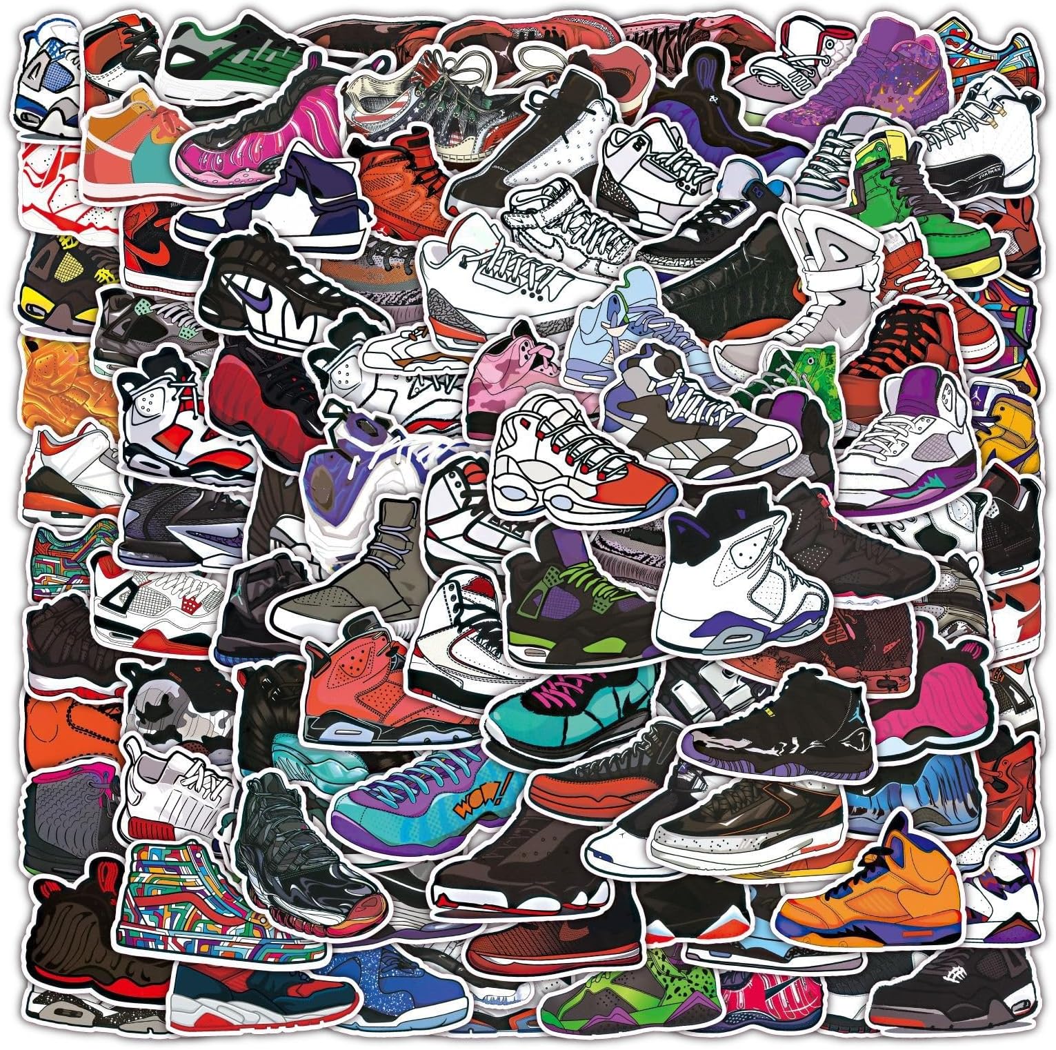 Amazon.com: Basketball Shoe Sneaker Stickers, 100Pcs Cool Basketball ...