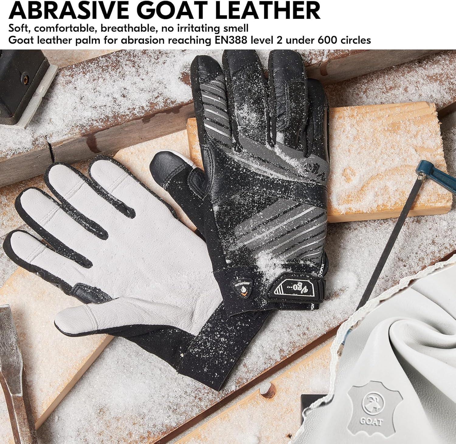 Vgo... Cutproof Gloves,Cut Resistance ANSI A3,Touchscreen,Mechanic Gloves,Goat Leather(GA9699HY)