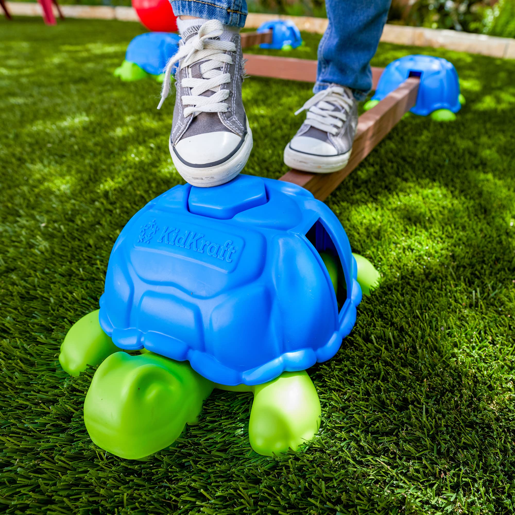 KidKraft Tortuga Barra de Equilibrio de Madera y piedrecita en Forma de Tortugas chillonas, Parque Infantil Exterior y Interior, Juguetes niños 2+ años (20080)