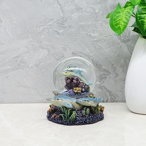 Miniatura 2 de Globo de nieve de delfín de resina de 3.75 pulgadas, muñeca de globo de agua con gas, estilo contemporáneo, vidrio, plástico, adecuado