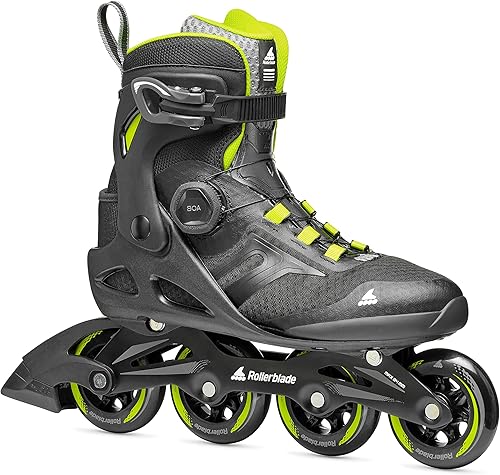 Rollerblade Macroblade 84 BOA, Patines en línea de fitness para adultos, negro y lima, patines en línea de rendimiento