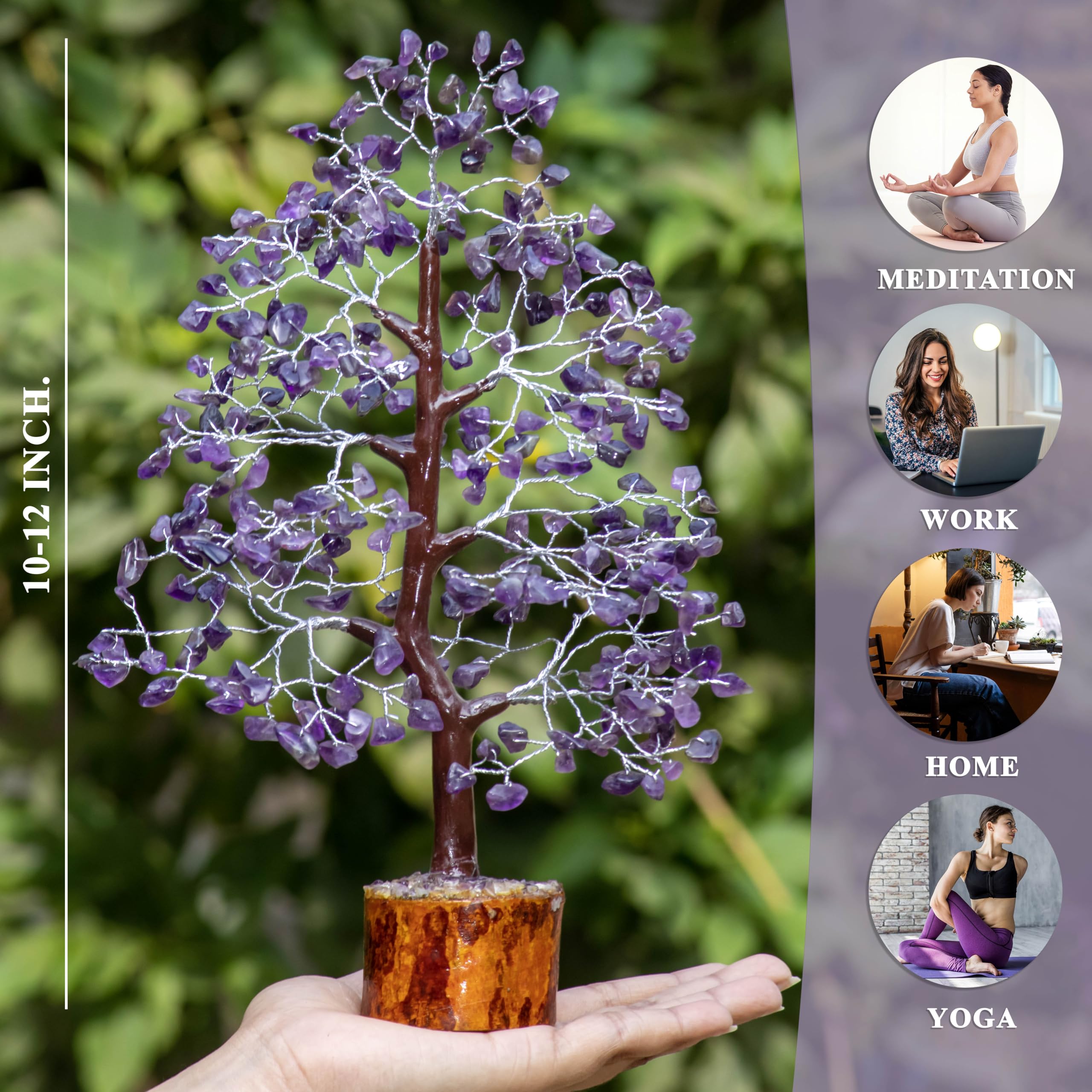 Amethyst Gem Tree, Crystal Tree of Life Pendant, Amethyst Crystal, Money Tree, Purple Office Supplies, Crystals, Purple Stone Tree, Chakra Tree, Purple Decor for Bedroom, Home Decor, 10-12 Inch