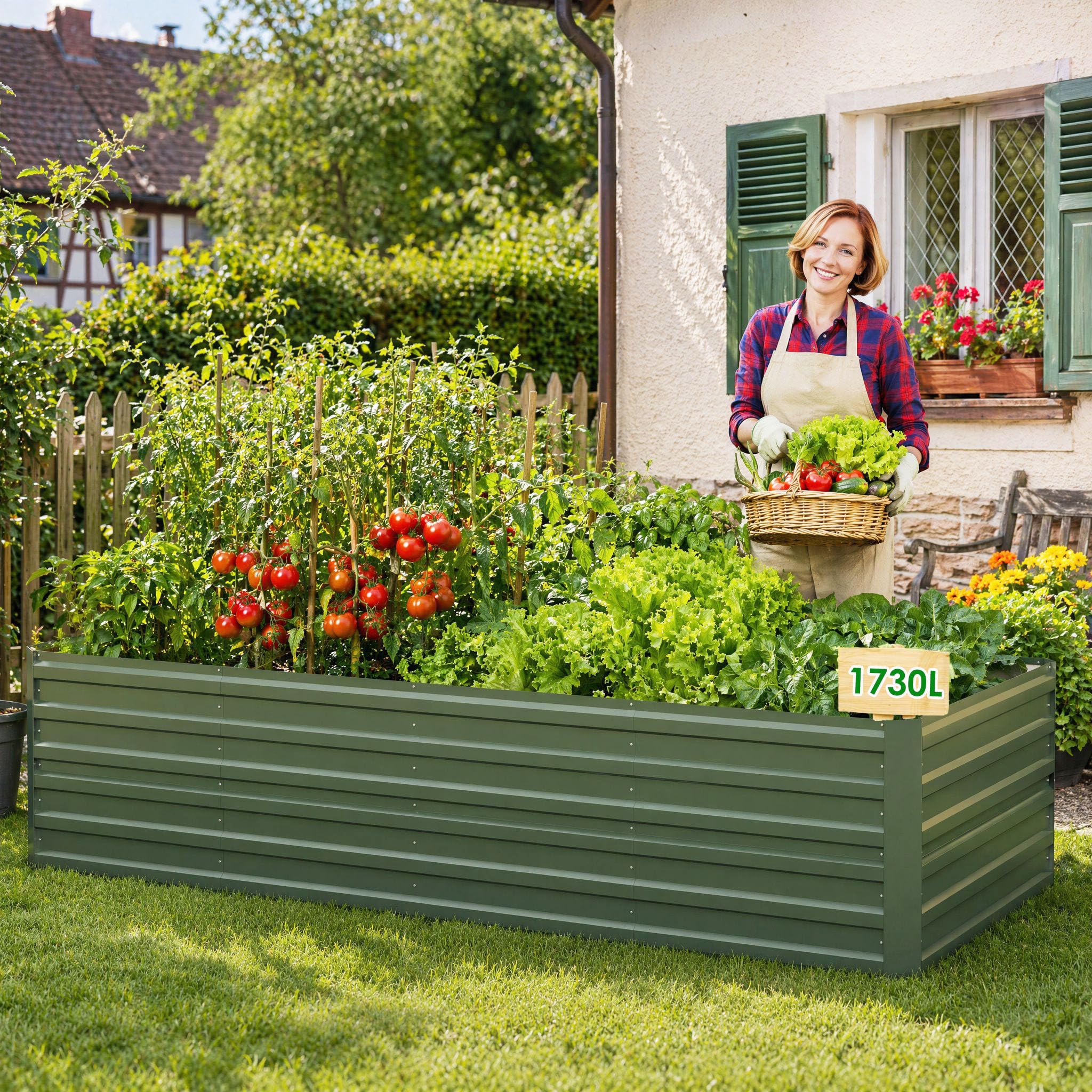 Kit per aiuola rialzata da giardino, 240 x 120 x 60 cm, 1730 l, in