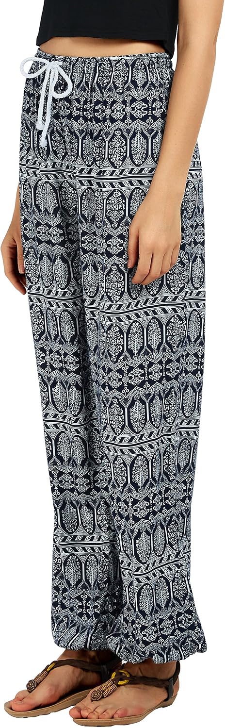 Urban CoCo Women's Floral Print Boho Yoga Pants Casual Jogger Pant Beach Harem Pants with Pockets