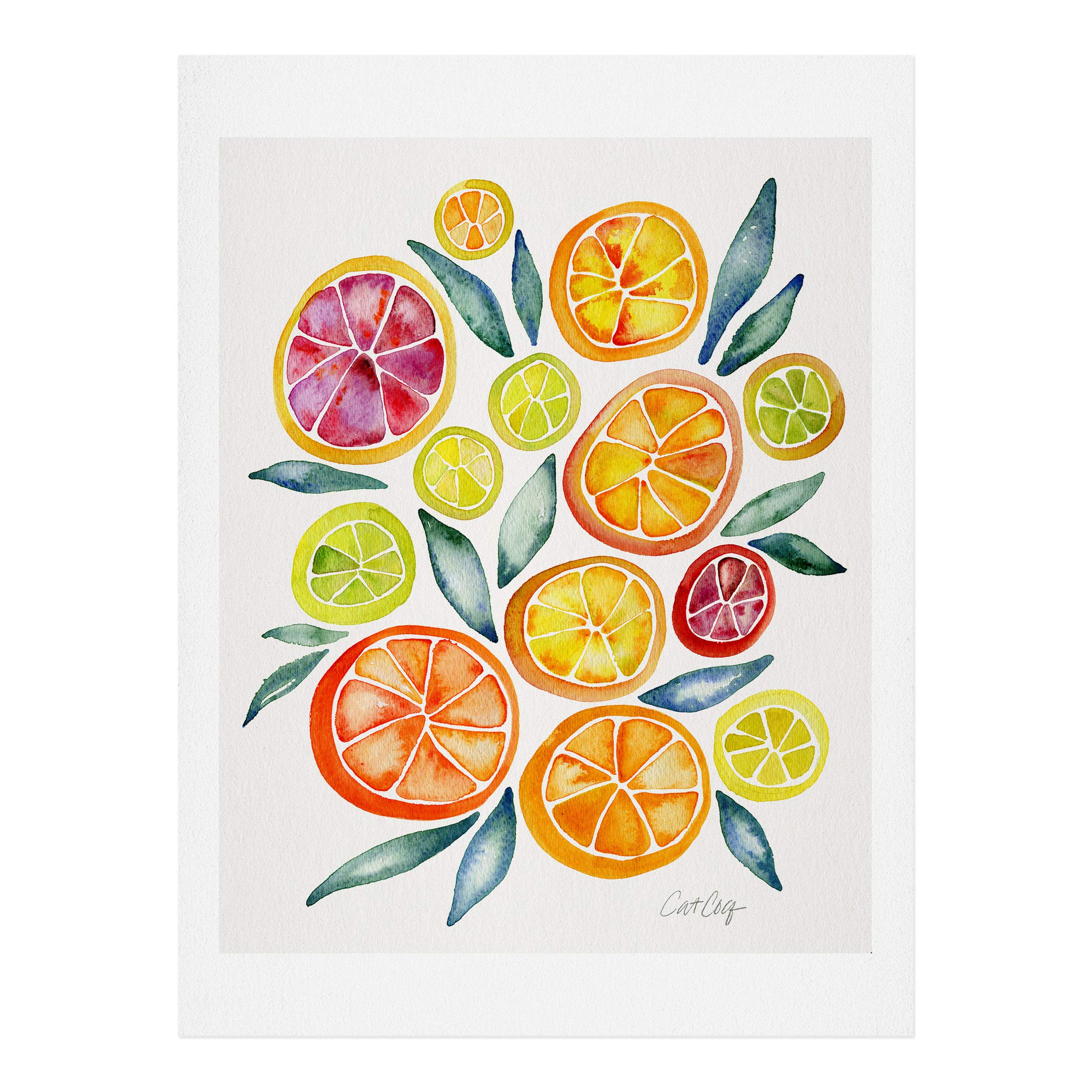 Society6 Citrus Slices Art Print - Wall Decor by Cat Coquillette - Custom Trimmed Modern Wall Art Prints for Framing, 18” x 24”
