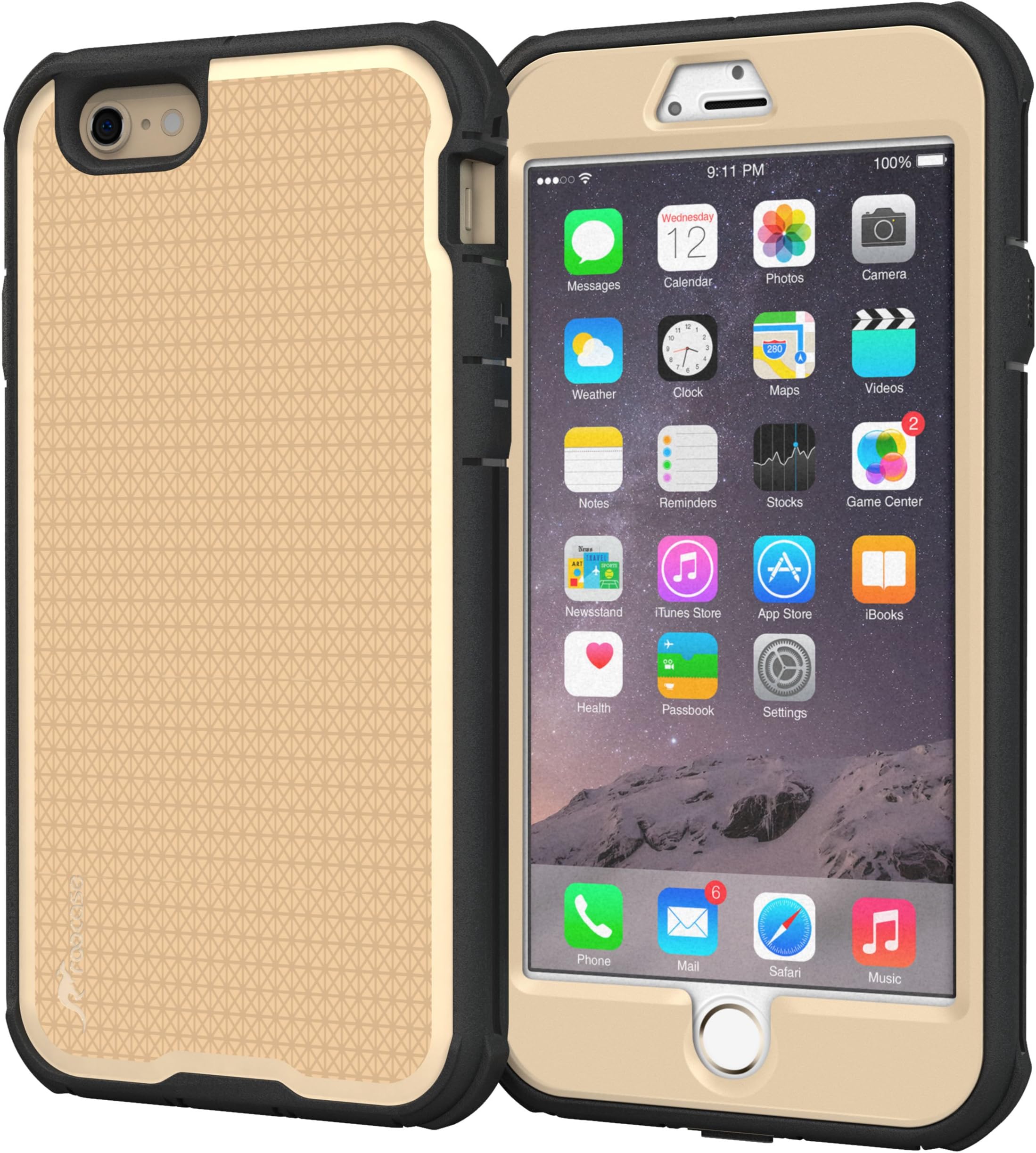 roocase iPhone 6s Plus Case - roocase [VersaTough] iPhone 6s Plus Rugged Armor Full Body Tough Case for Apple iPhone 6 Plus / 6s Plus (2015), Fossil Gold