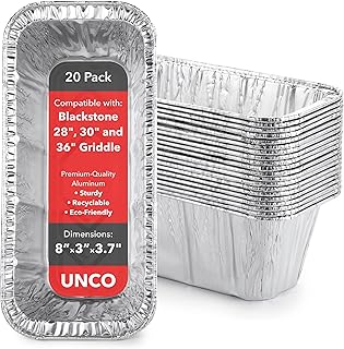 UNCO- Blackstone Grease Cup Liners, 20 Pack, 8” X 3” X 3.7”, for 17,22, 28 and 36 Inch Blackstone Griddle, Blackstone Drip Pan Liners, Blackstone Griddle Grease Cup Liners, Grease Cup Liners