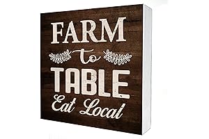 Farmhouse Kitchen Decor Wood Box Sign | Eat Local Funny Farm to Table Vintage Decor