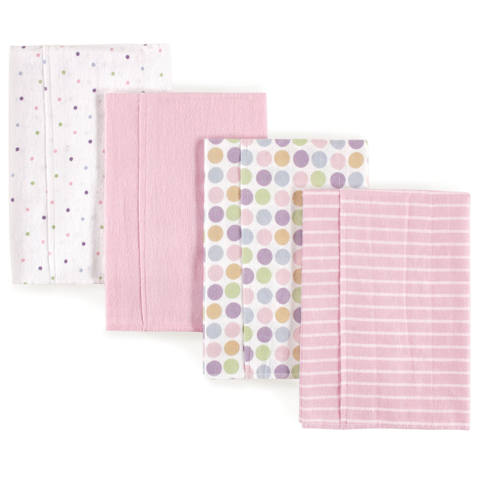 Luvable Friends Unisex Baby Cotton Flannel Burp Cloths, Pink, One Size
