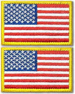Anley Tactical USA Flag Embroidered Patches (2 Pack) - 2"x 3" American US Flag Military Uniform Sew On Emblem Patch - Loop & Hook Fasteners Attach to Tactical Hats, Garment & Gears