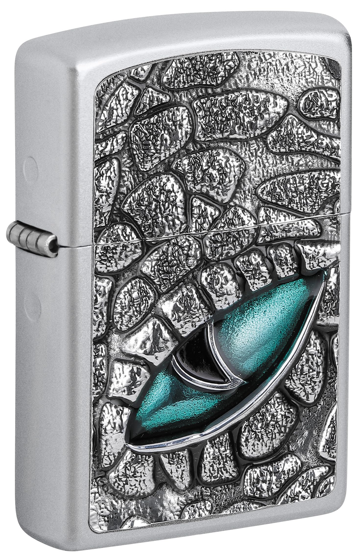 Zippo Kroko Eye Zapalniczka Sztormowa, Załączony Emblemat, do Napełniania, Wielokrotnego Użytku, Wiatroodporna Konstrukcja, Pudełko na Prezent, Wykonano w USA, Satynowy Szczotkowany Chrom