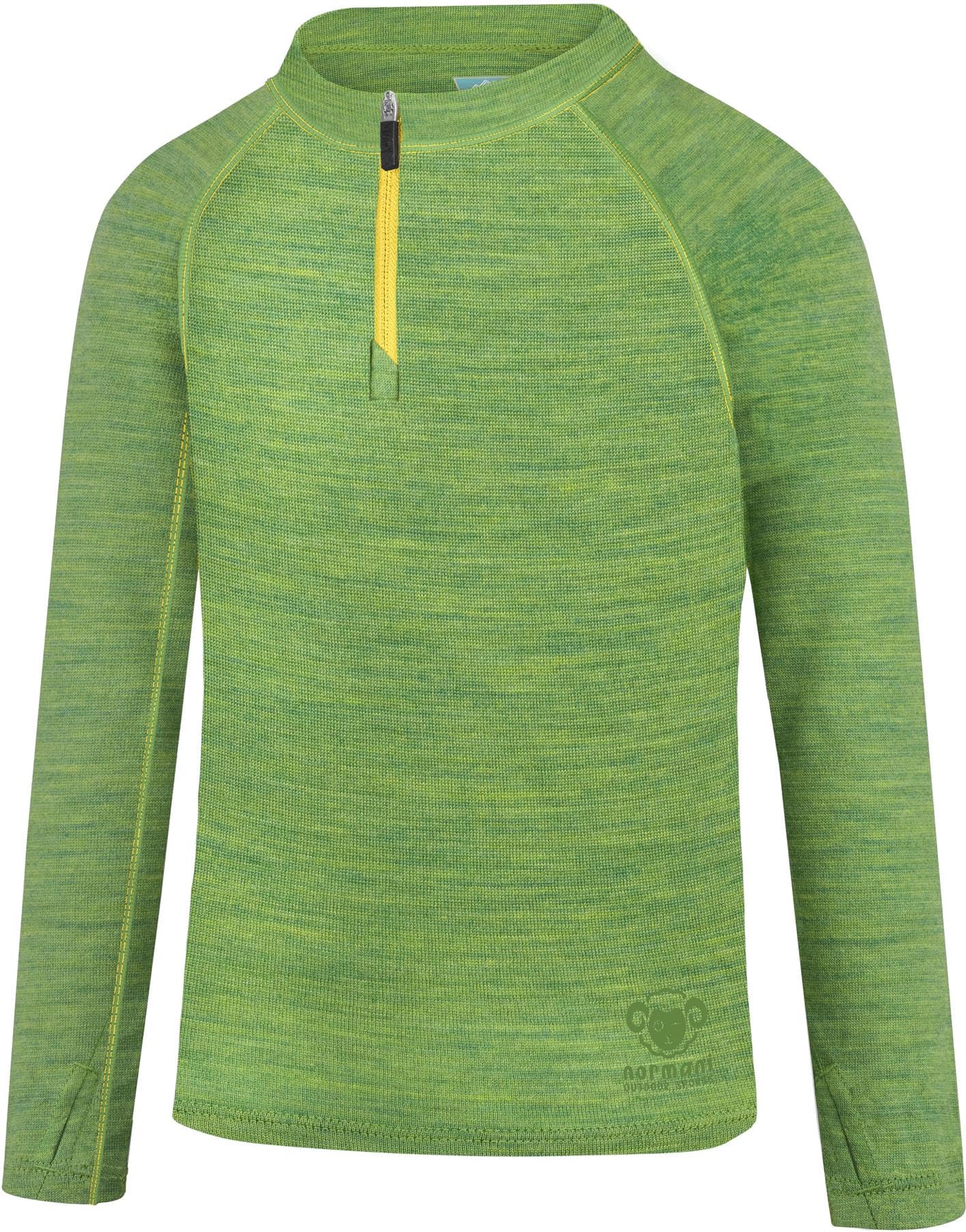 normani Kinder Merino Oberteil mit Zip Melange-Pullover Skipullover Troyer Sweatshirt mit Reißverschluss aus 100% Merinowolle für Junge und Mädchen