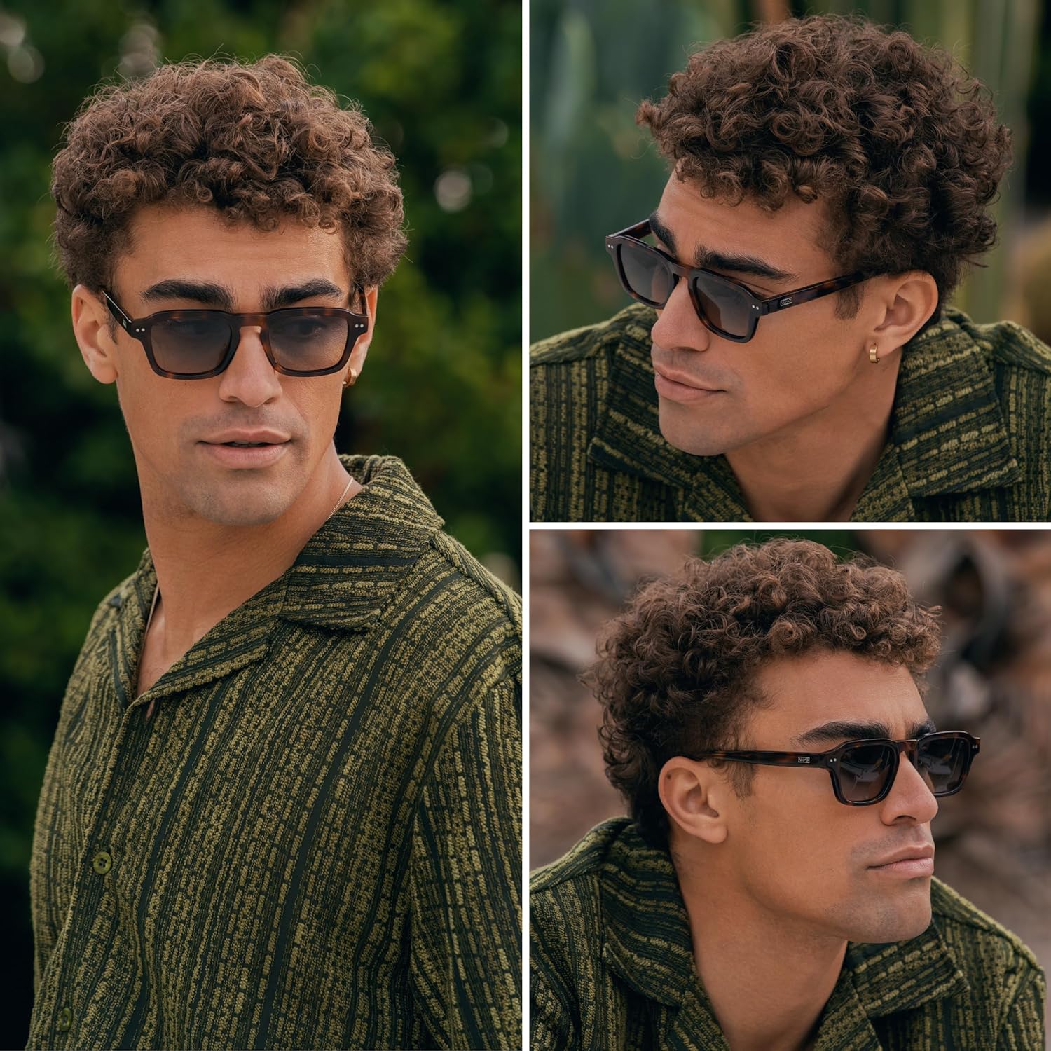 WMP Eyewear - Men's Polarized Sunglasses: Narrow Geometric Frame, Rectangular Lenses, Round Rivets, Injected Metal Core - Image 3