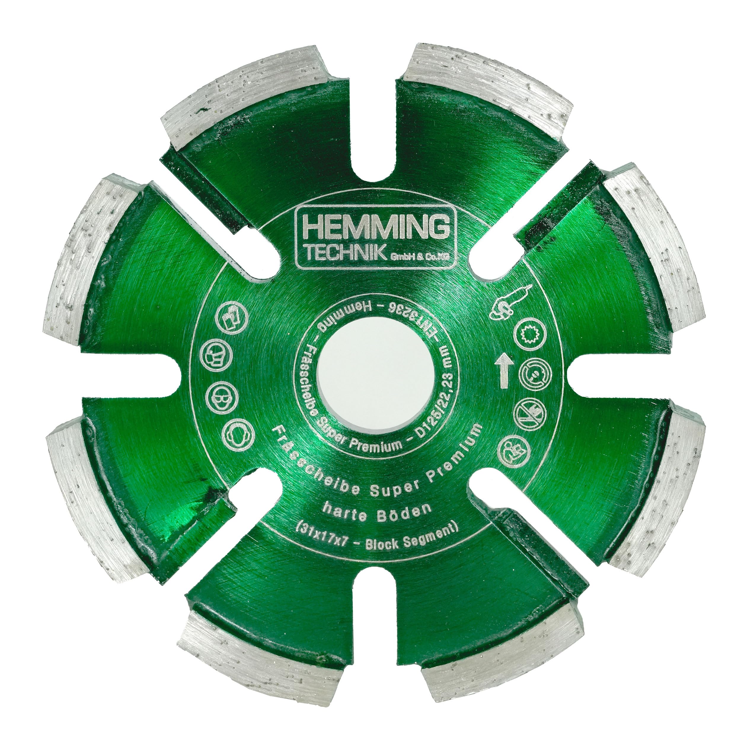 Diamant Frässcheibe Super Premium 125x17mm, für extra harte Böden, Räumscheibe für Kanäle einer Fußbodenheizung