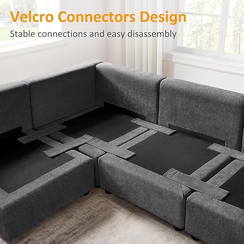 Miniatura 4 de VANOMi Sofá modular seccional, sofá convertible sofá modular con otomana, sofás seccionales para sala de estar, apartamentos pequeños