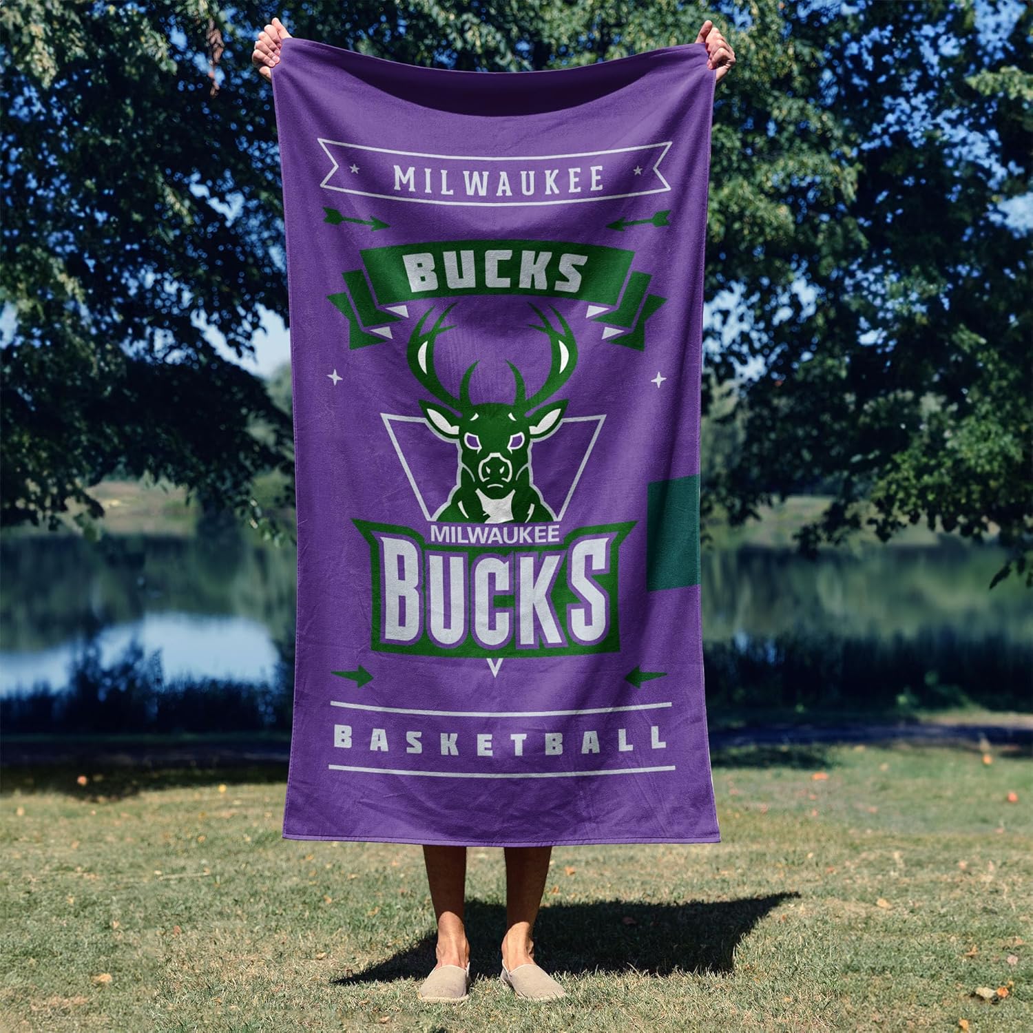 Northwest NBA Milwaukee Bucks Beach Towel, 30" x 60", Hardwood Classics