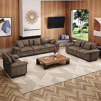 MIXPATIO U-Shaped Cloud Modular Sofa Set - Deep Seat 3-Piece 6-Seater Sectional Couch, Removable Arms, Plush Chenille, Taupe Living Room