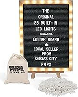 Vista 11 de Tablero de Letras THE ORIGINAL Tablero de Fieltro Gris con Soporte, Luces LED Integradas 10 x 10 - Tablero de Menú + Marco de Madera, 340 Letras