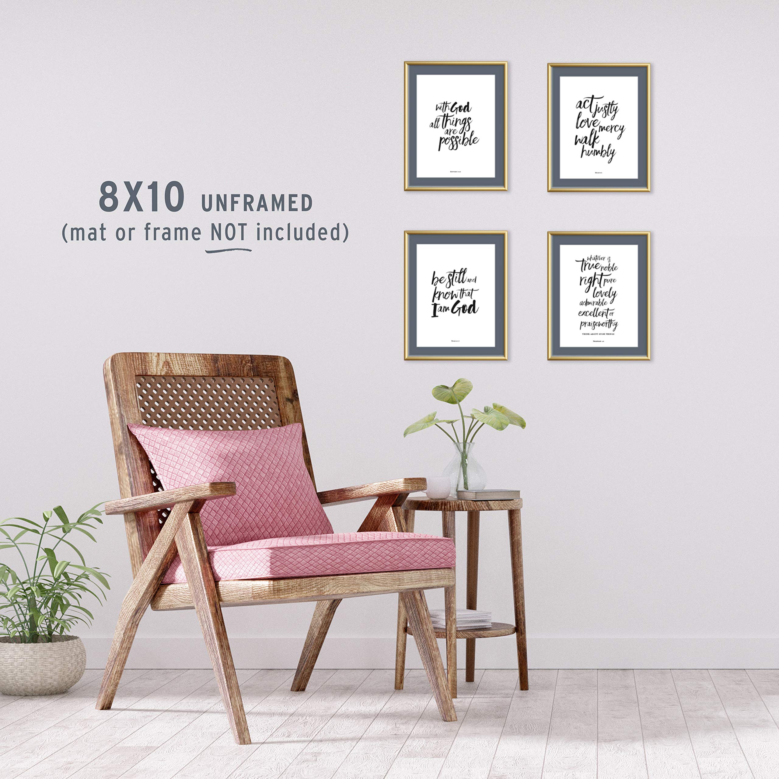 Brush Calligraphy Bible Verses Wall Decor 8x10 Christian Wall Art