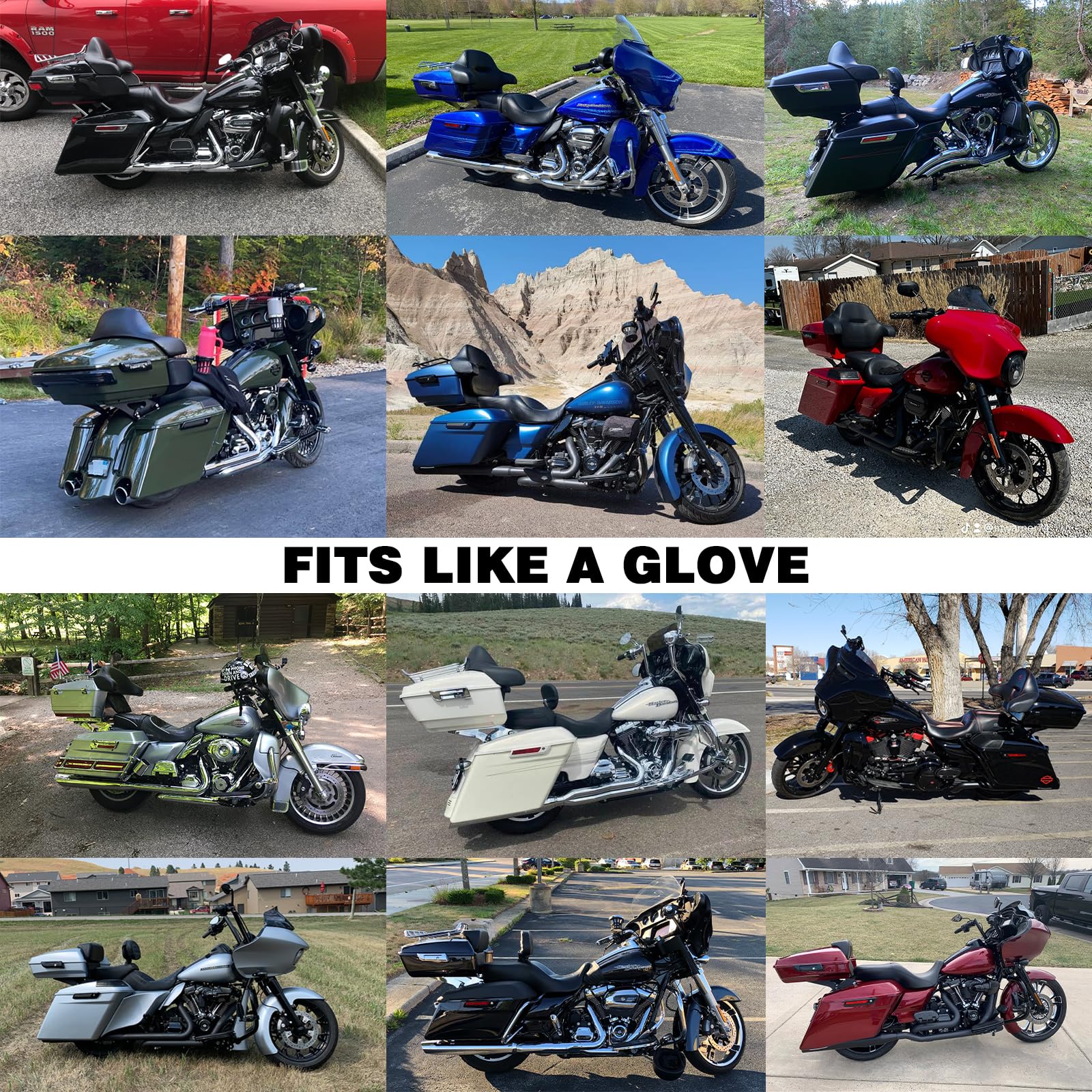 Advanblack Raptor Wrap-Around Backrest Pad For 2014+ Harley Touring With King Tour Pack - Black With Custom Stitching
