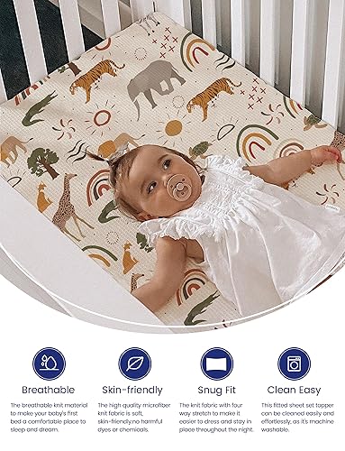 Miniatura 8 de TotAha Sábanas elásticas de primera calidad Pack N Play Playard, sábanas para cuna pequeña (paquete de 2), hipoalergénicas, cómodas y sedosas,