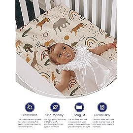 TotAha Jungle Animal Mini Crib Sheet, Premium Stretch Fitted Portable Mini Cribs Playards Sheets, Ultra Soft Breathable Jersey Knit Pack N Play Sheet 24x38x5, 2 Pack