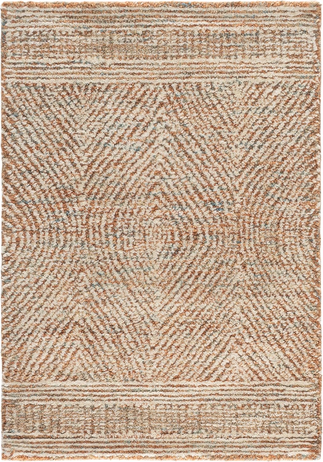 SAFAVIEH Abstract Collection Accent Rug - 2' x 3', Ivory & Rust, Handmade Wool, Ideal for High Traffic Areas in Entryway, Living Room, Bedroom (ABT340P)