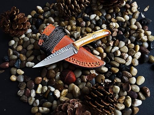 Miniatura 8 de Titan International Knives Skinning Knife TC-30 Carbon 1080 Steel Handmade Utility Neck Knife EDC Fixed Blade Color Coated & Hand Pounded