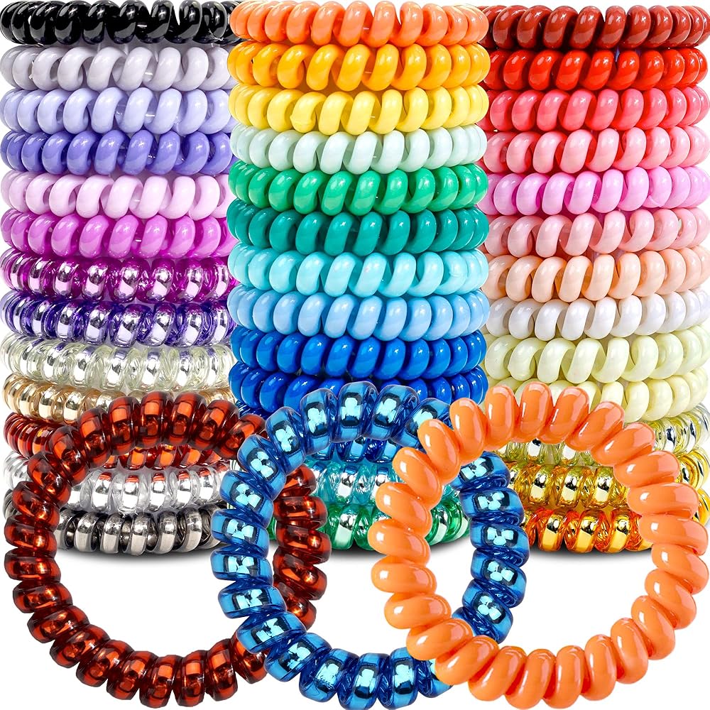 JOYOYO Spiral Hair Ties 40 Pack No Crease Multi Color Phone Cord Hair Coils Elastic Hair Accessories for Women Girls