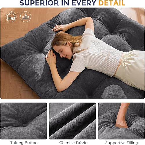 Miniatura 6 de MAXYOYO Colchón japonés de suelo tamaño matrimonial, colchón futón plegable de 6 pulgadas, cama enrollable de felpilla gruesa, tapete de tatami para