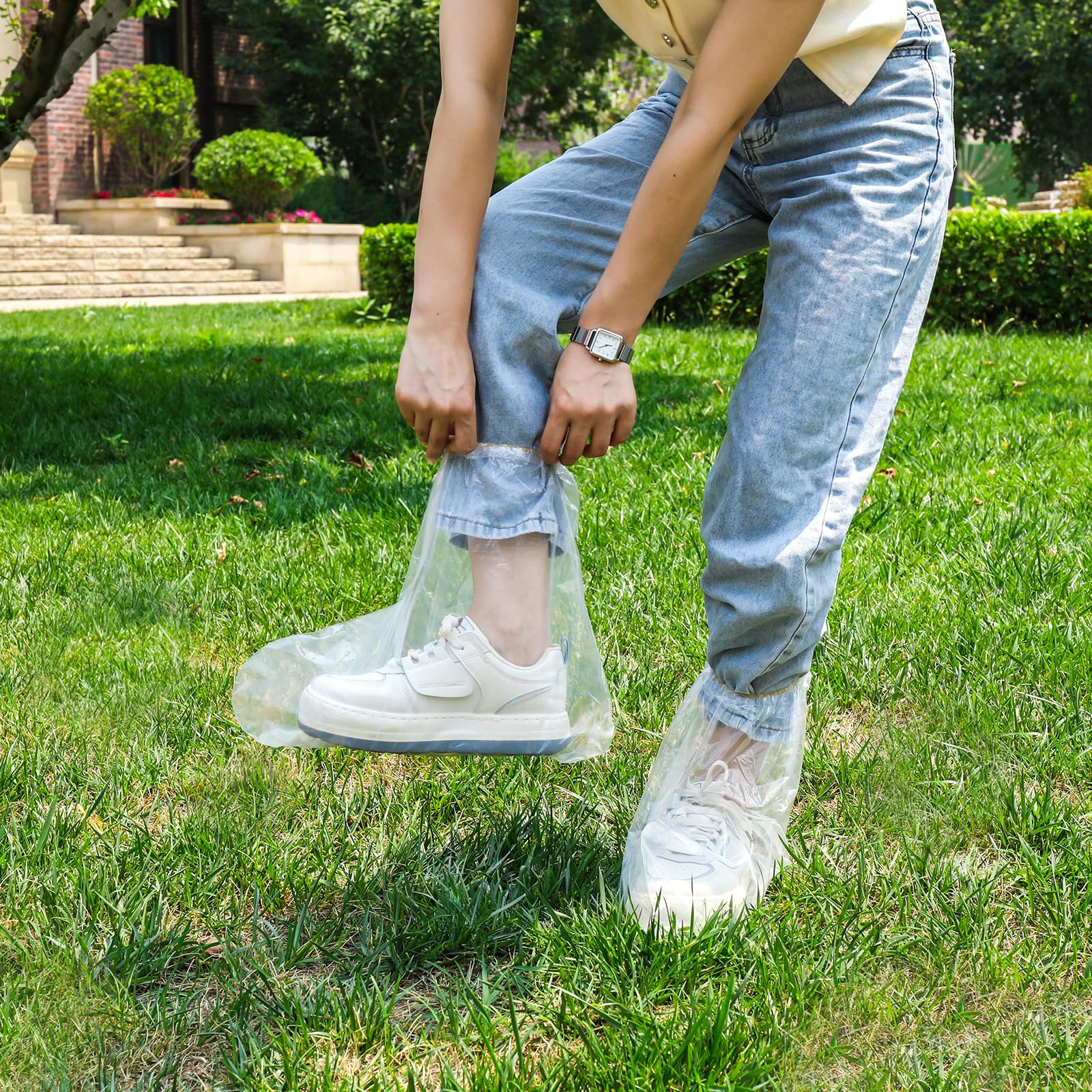 Coperture Impermeabili per Scarpe da Pioggia con Elastico, Copriscarpe Trasparenti Antiscivolo per Uomini e Donne