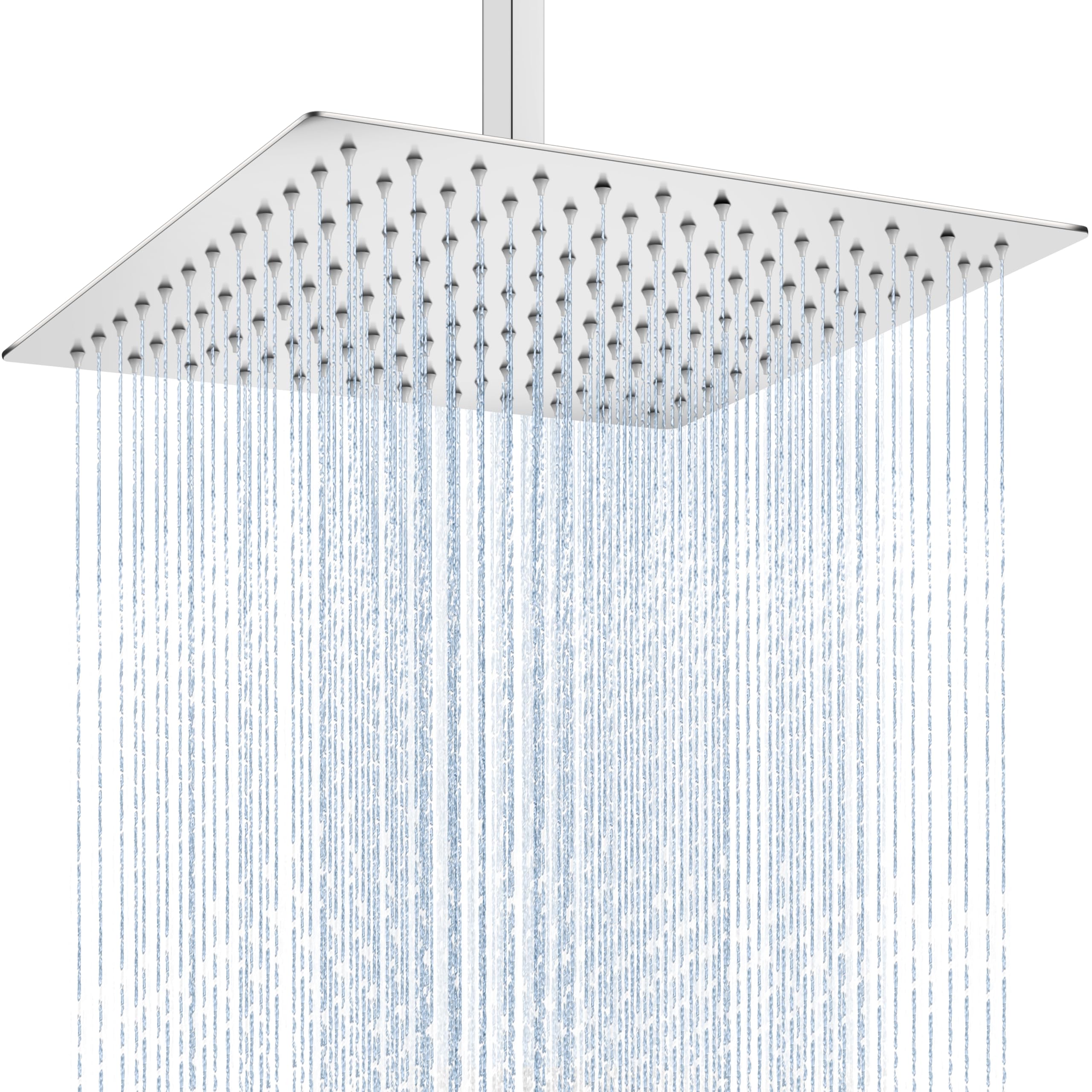 Midanya Rainfall Shower Head Square Stainless Steel Rain Showerhead High Pressure Waterfall Crackproof Coverage with Silicone Nozzle 1/16" Ultra Thin Design Swivel Connector,Polish Chrome 12 Inch