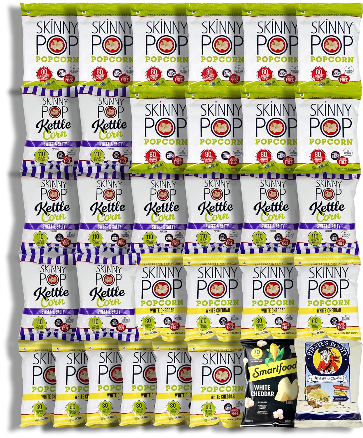 Niro Assortment | Bulk Popcorn, Skinny Pop Popcorn Individual Bags Variety Pack - Skinny Pop, 30 Packs of 3 Flavors