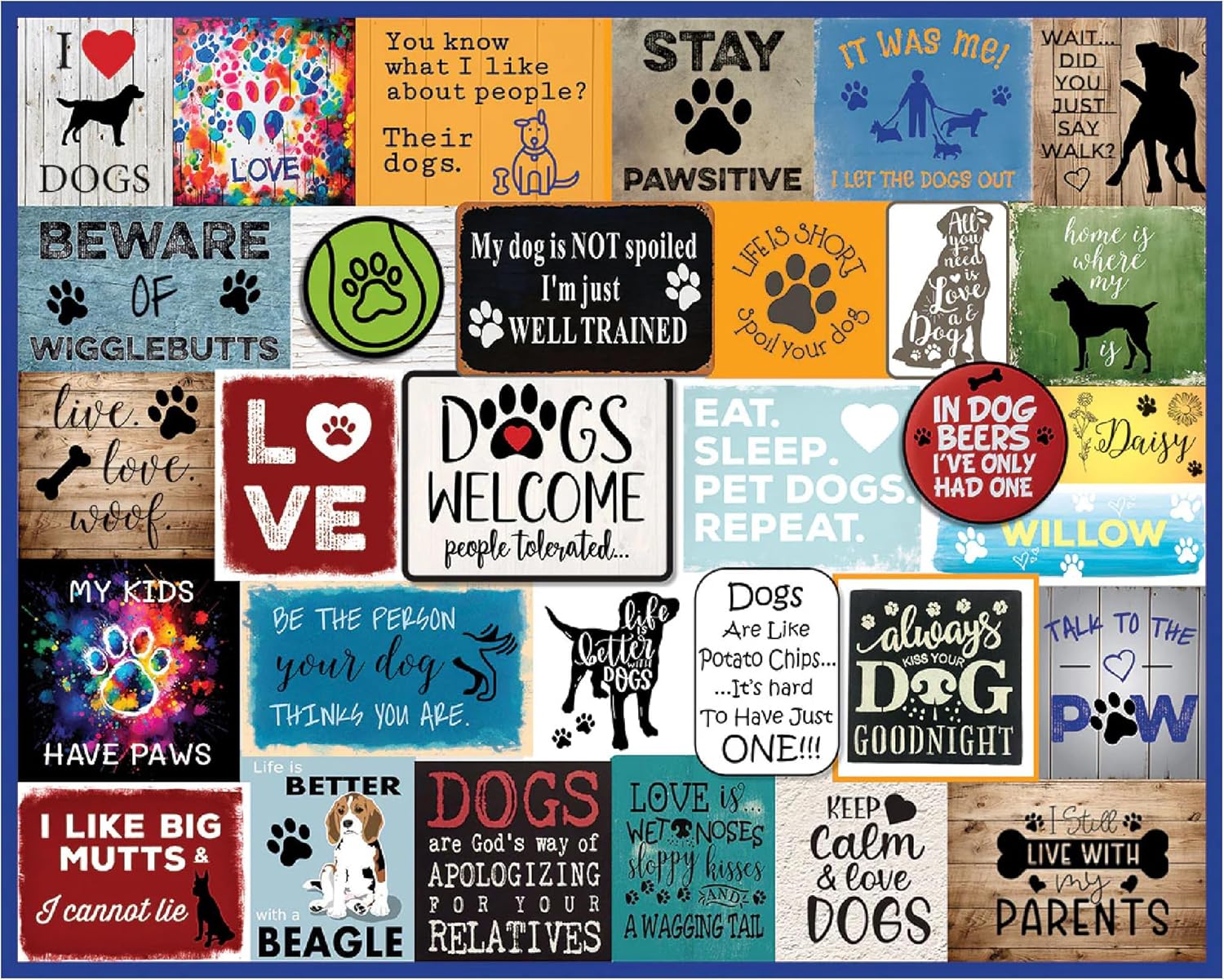 White Mountain 300 Piece Jigsaw Puzzle Funny Animal Collage Puzzles with Large Pieces Gift for Teens and Seniors 18"x24" - I Love Dogs