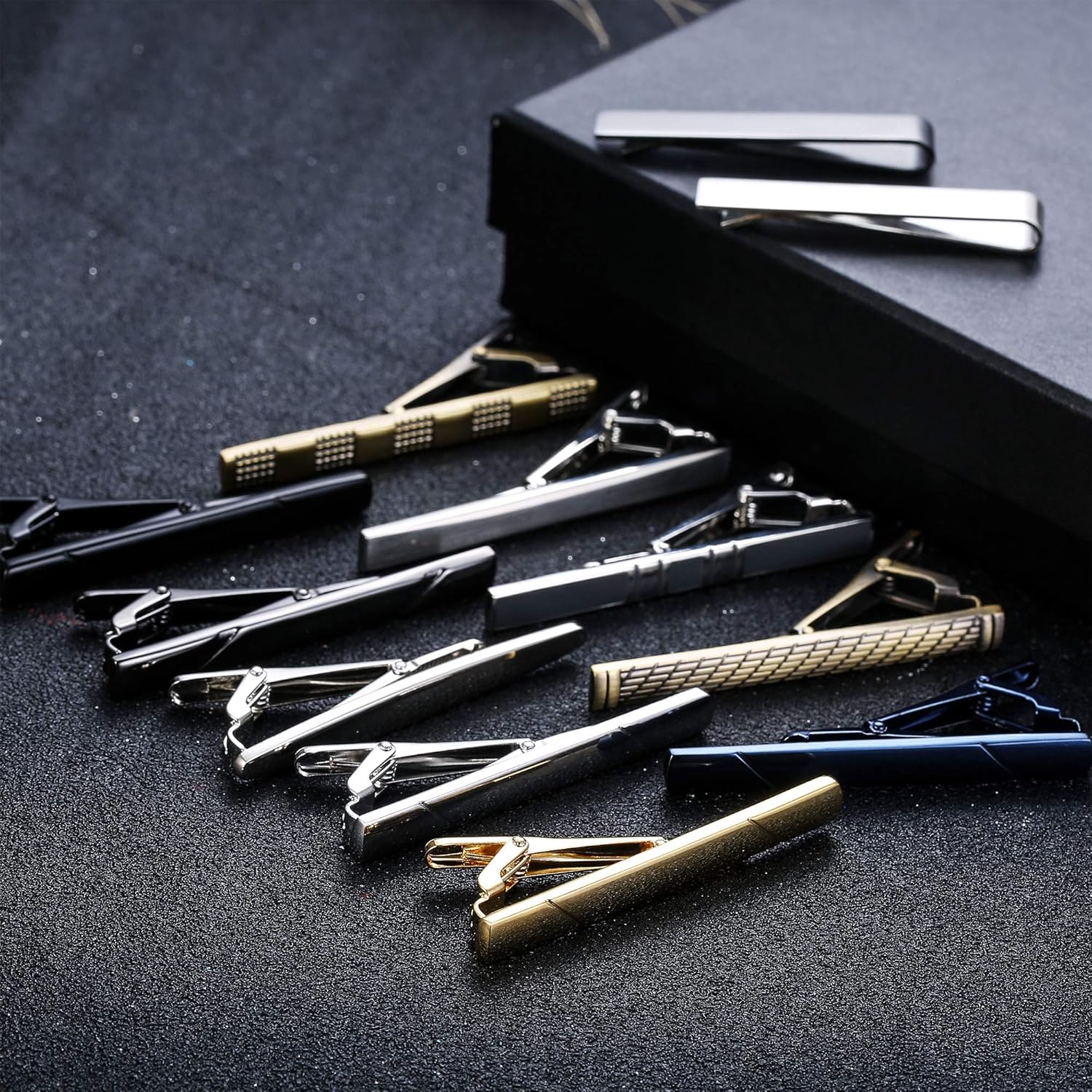Miniatura 5 de Juego de 12 clips de corbata Jstyle para hombres Tie Bar regalo para hombres Clip Set para corbatas regulares corbata de boda negocios Clips con