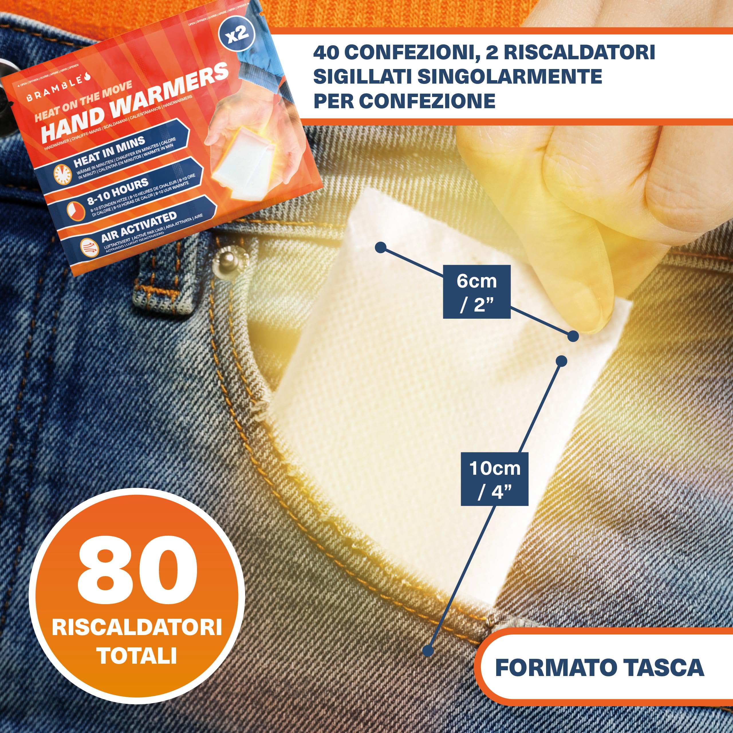 Bramble – Scaldamani – Scaldamani Tascabili Attivati dall’Aria per Attività all’Aperto – Riscaldano in Pochi Minuti – Fino a 10 Ore di Calore
