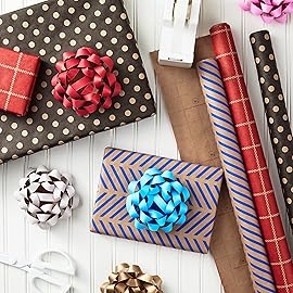 Hallmark Kraft Paper Gift Bows (5 Bows: Gold, White, Blue, Red, Pink) for Birthdays, Graduations, Baby Showers, Presents and More