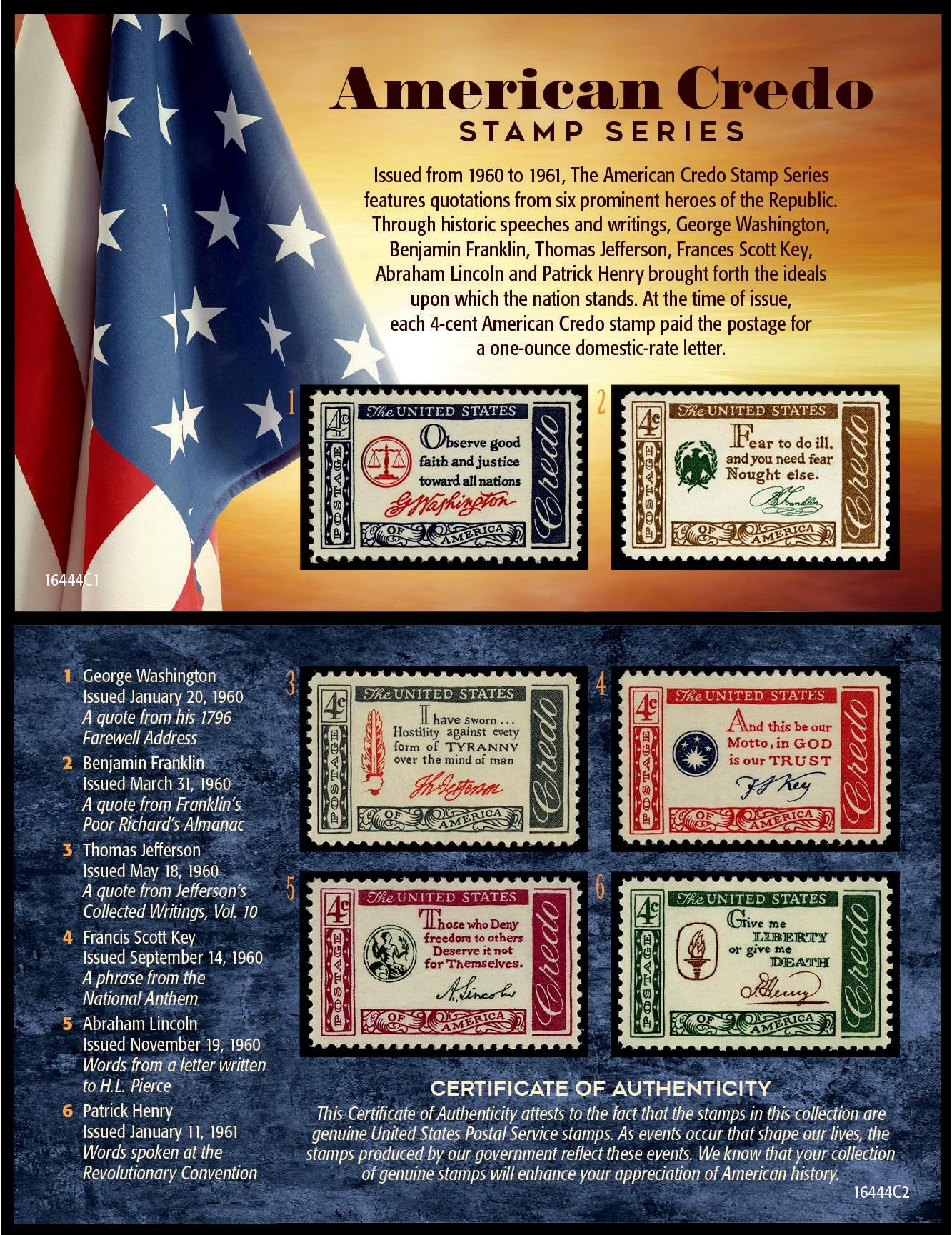 - American Coin Treasures American Credo United States Postage Stamp Series